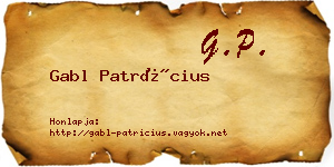 Gabl Patrícius névjegykártya